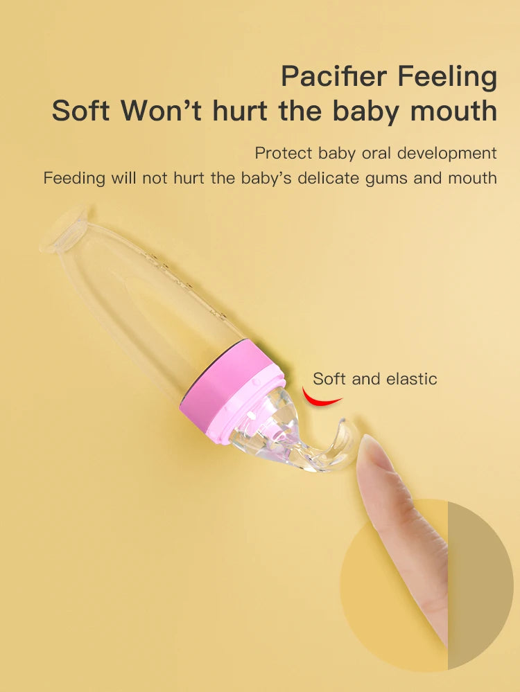 Baby Silicone Feeding Spoon Newborn Rice Cereal Bottle Feeder Scientific Feeding Safe Feeding Infant Iteims Baby Tableware 90ML