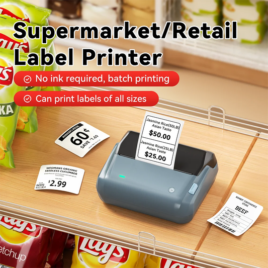 B4 Thermal Label Printer 110mm, Bluetooth Wireless Wide Label Maker, Inkless Barcode & Shipping Label Printer
