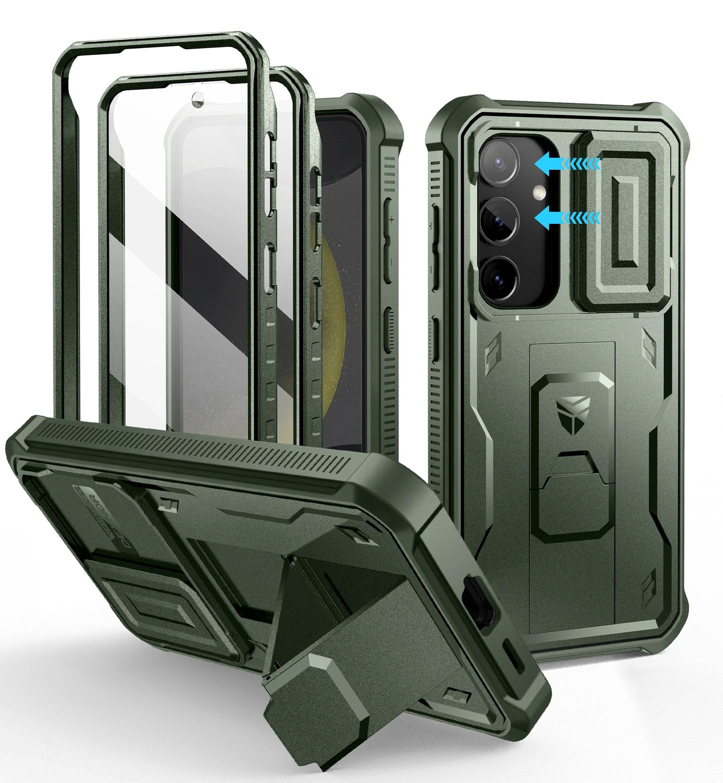 For Samsung Galaxy S24 Case 6.2 inch with Built-in Slide Camera Cover Full Body Rugged Case Built-in Screen Protector Kickstand