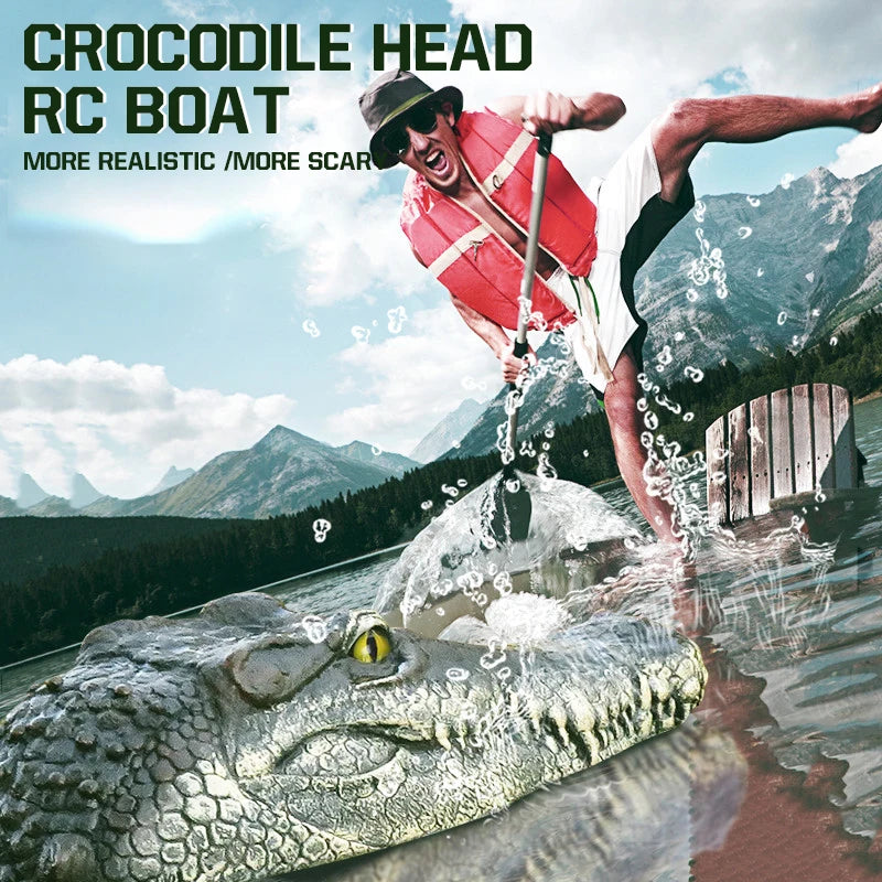 Crocodile Rc Boat Ship 2.4G Simulation Animal Waterproof Remote Control Alligator Electric Summer Water Pool Toys Gift for