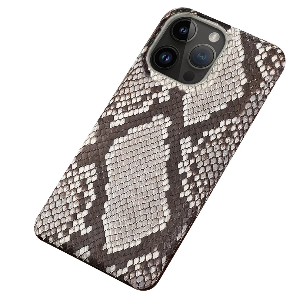 100% Genuine Python Leather Phone Case For iPhone 16 15 14 Pro Max 16Pro Plus Luxury Shockproof Protect Back Cover