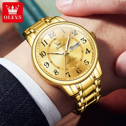 Watches Dual Calendar Display Luminous Stainless steel Classic Business Quartz Wrist watch for Men