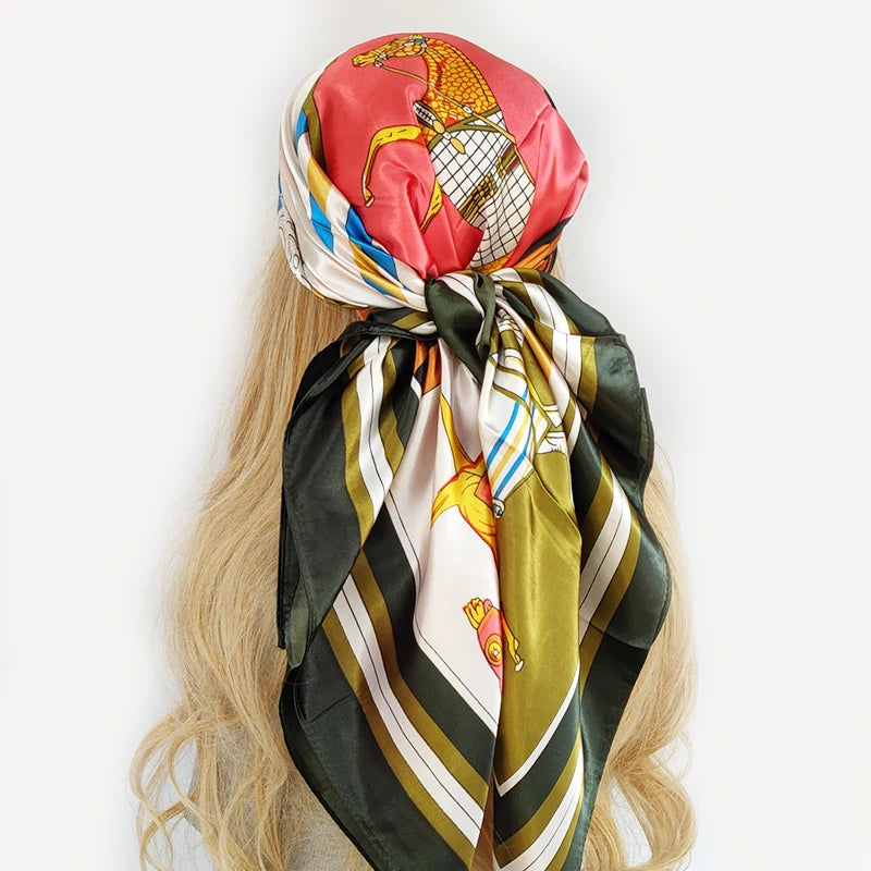 Retro Women Silk Scarf Bandanna Fashion Bohemian Pattern Square Hijab Lady Wrap Headband foulard muffler