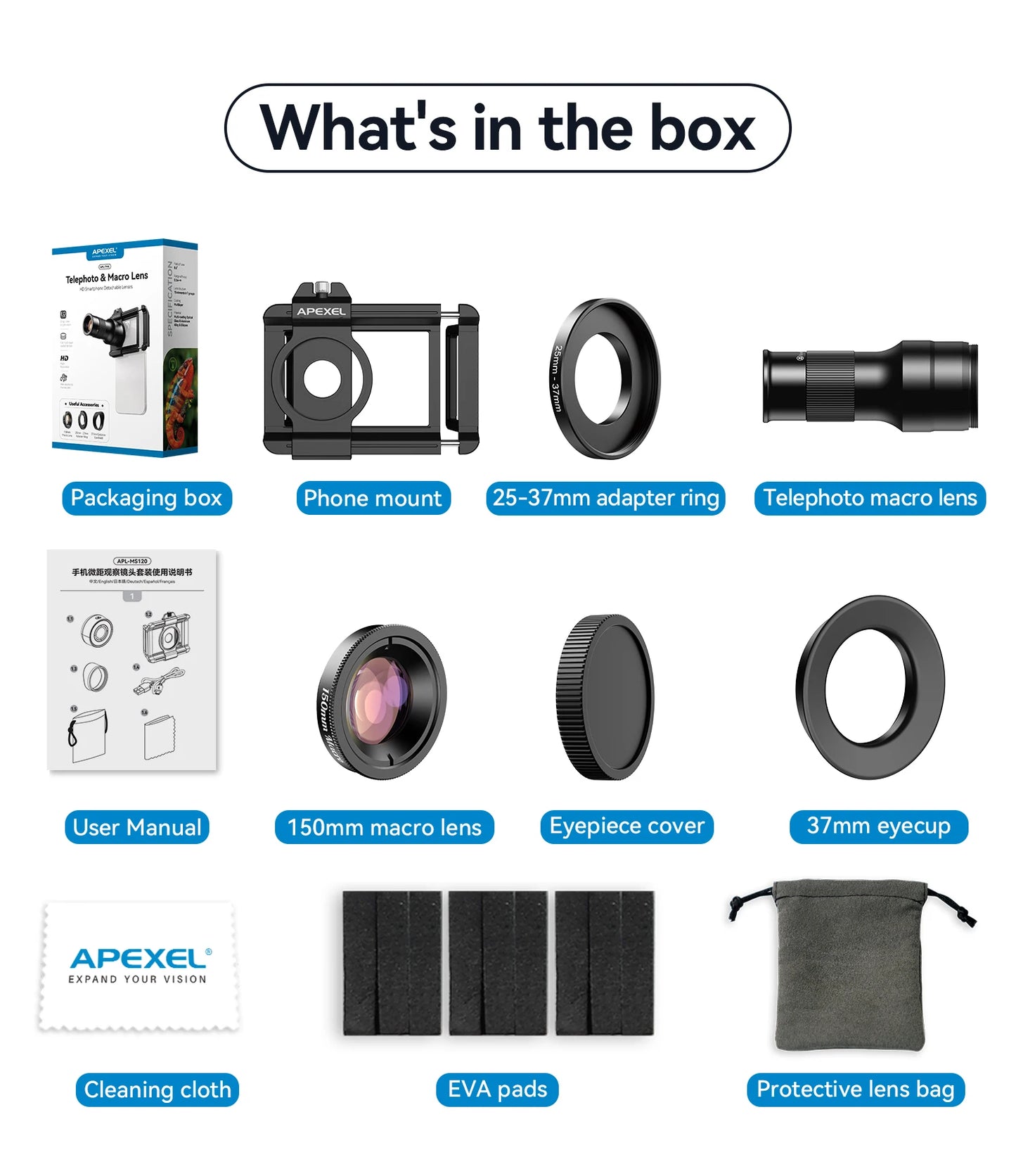 6X Telephoto Macro Smartphone Lens with Universal Phone Mount
