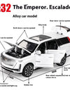 Diecast 1:32 Cadillac Escalade SUV Alloy Model Sound And Light Pull Back Toy Accessories For The Car Birthday Present For Boys