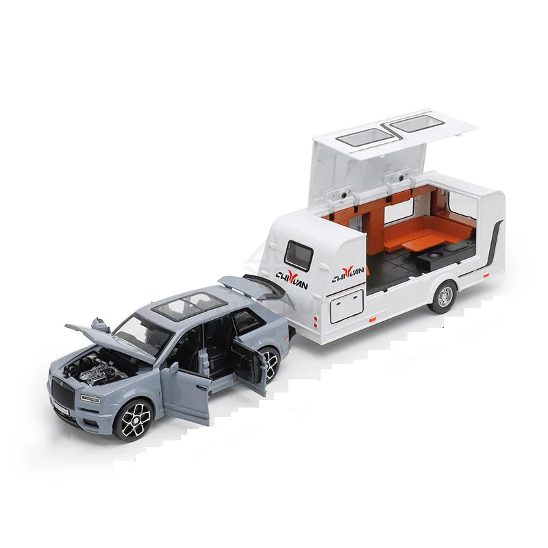 1/32 Rolls Royce Cullinan RV Car Model Alloy Diecast Off-road Vehicle Toy With Sound and Light Camping Car Model  For Boys Gifts