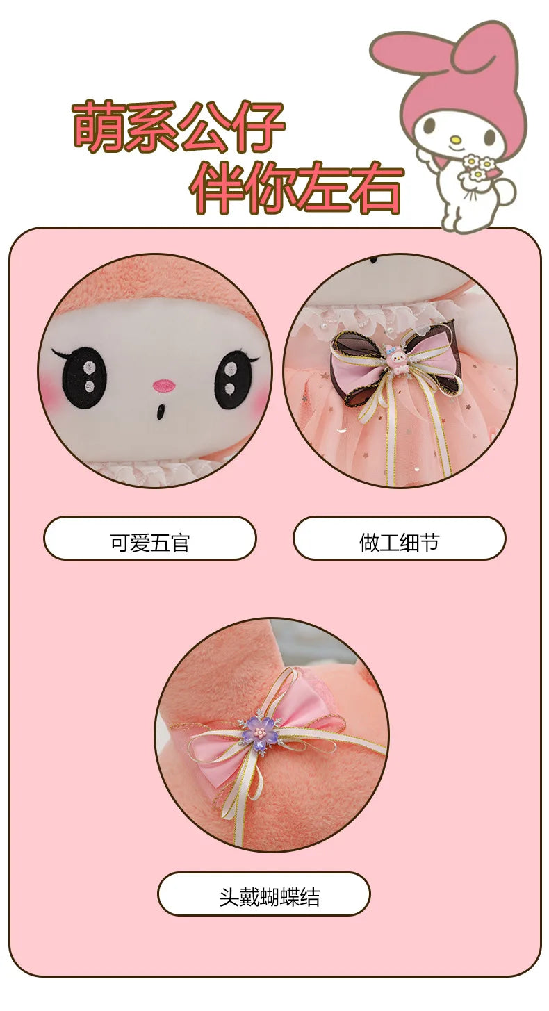70cm Sanrio Kawaii Kuromi Plush Toy in Princess Tulle Skirt Melody Stuffed Doll Kids Birthday Xmas Gift Cute Pillow for Children