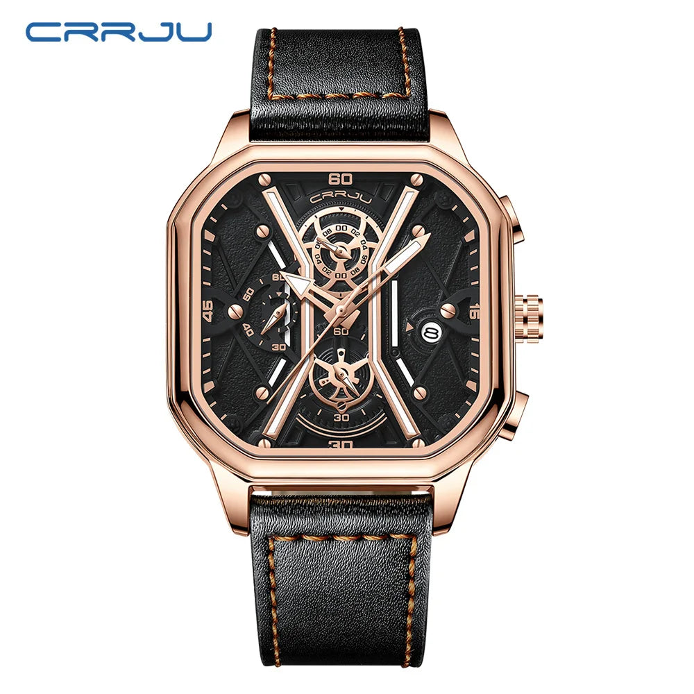 Mens Watches Top Luxury Brand Waterproof Sport Wrist Watch Chronograph Quartz Military Genuine Leather Relogio Masculino