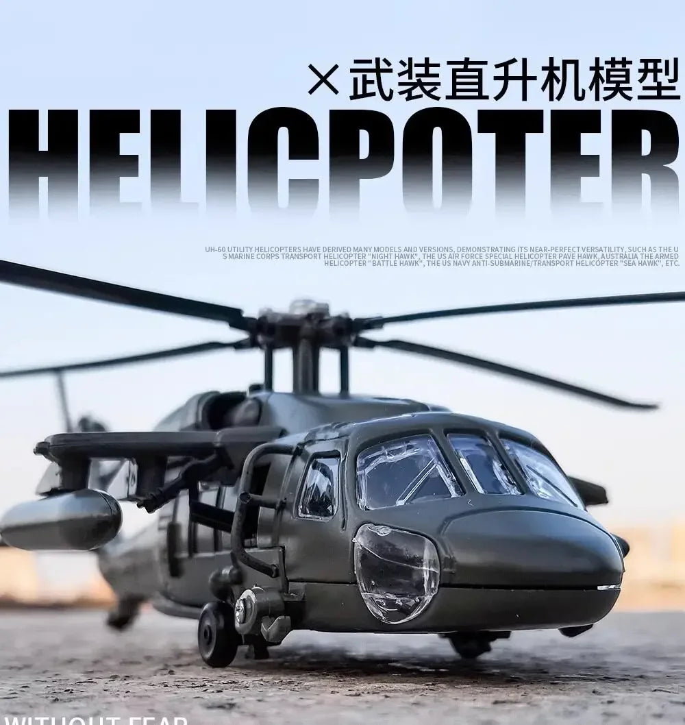 Black Hawk and Apache Armed Helicopter Diecast Alloy Display Model