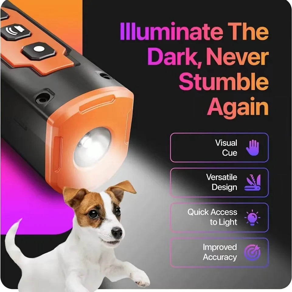 Pet Dog Repeller Ultrasonic Dog Training Device Rechargeable Anti Dog Bark Stop Barking Deterrent Device With LED Flashlight