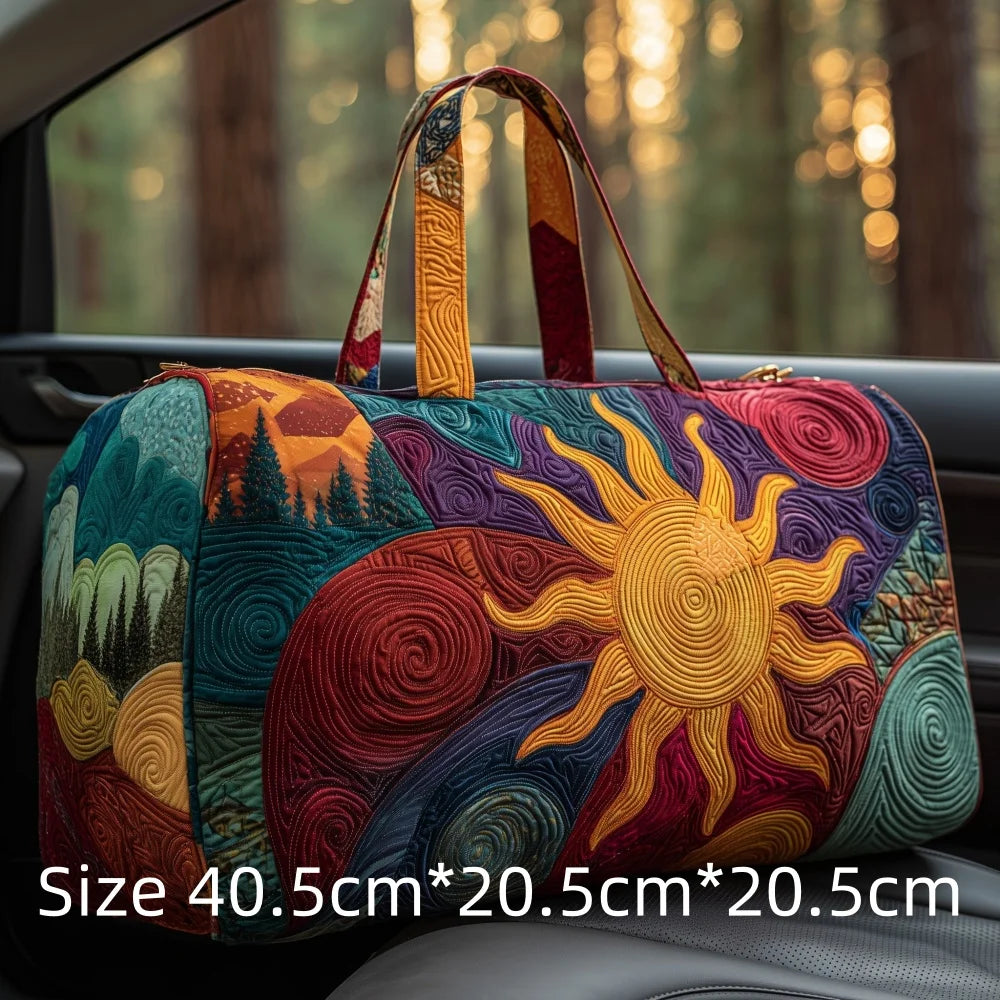 Hot Sale 3D Quilted Bag for Women Colorful Sun Pattern Travel Tote Bag Desert Cactus Forest Print Weekender Overnight Beach Bag