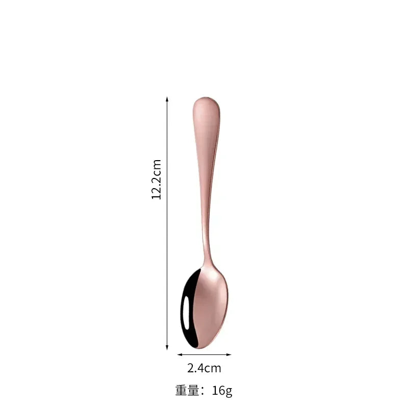 Small Gold Korean Spoon Mini Stainless Steel Soup Spoon Multi-purpose Tableware for Dessert Seasoning Coffee Cake Gift