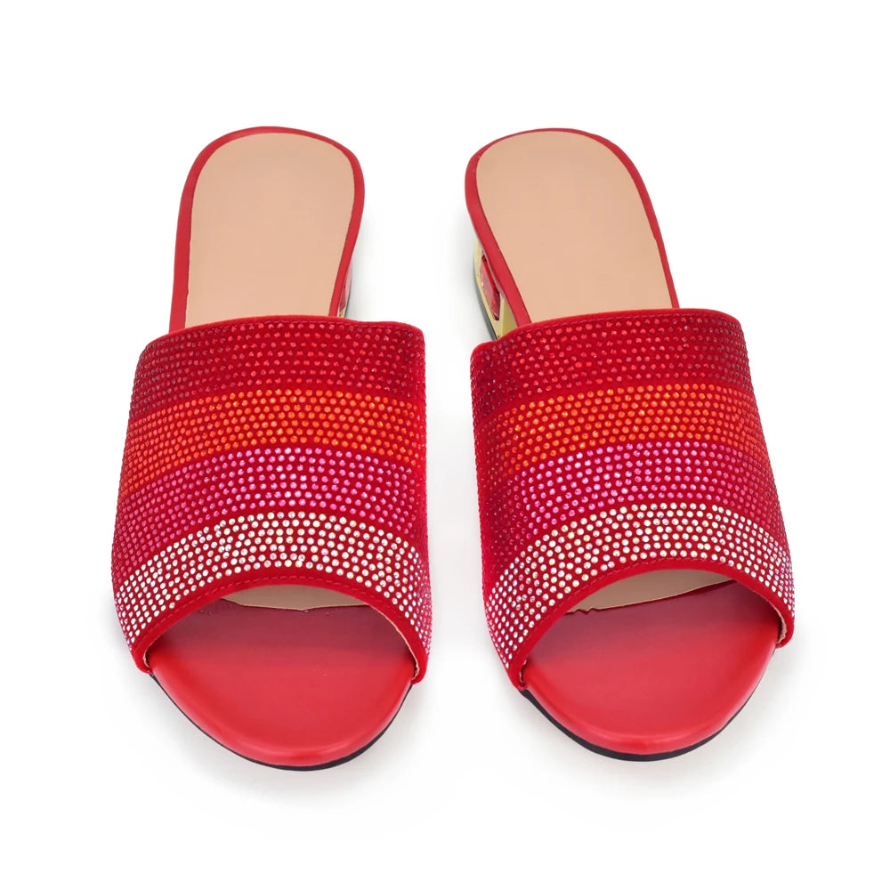 Wedding Shoes for Bride Party Shoes and Slippers Decorated with Rhinestone Nigerian Women Party Pumps