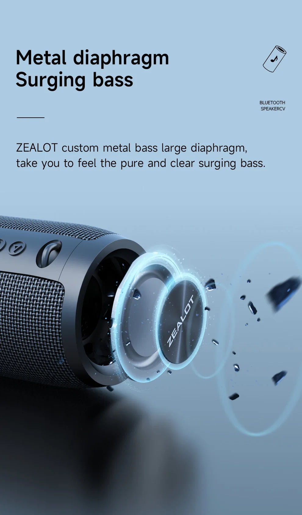 ZEALOT S51PRO 40W High-power Bluetooth Speaker 3D Stereo Bass Bluetooth Speaker Portable IPX5 Waterproof Suitable TWS Boom Box