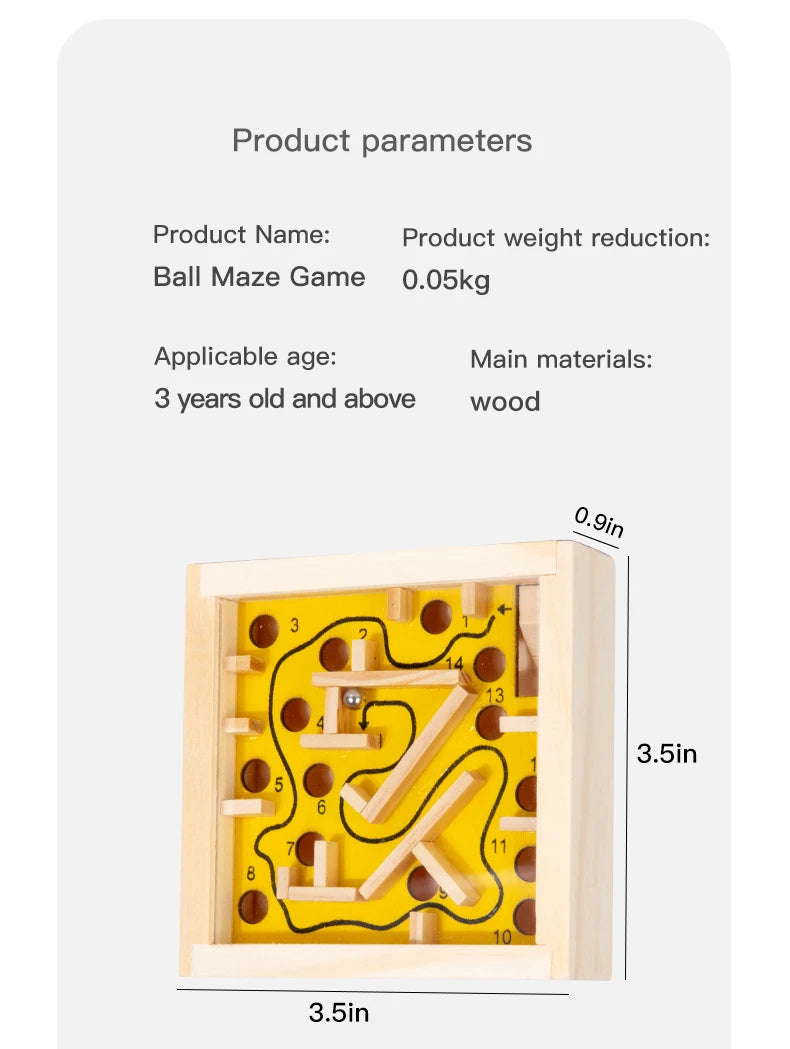 Wooden Balance Rolling Ball Maze Board Puzzle Game