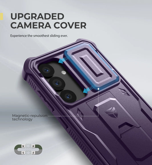 for Samsung Galaxy S25 Case holder Heavy-Duty Shockproof Rugged Case with Built-in Slide Camera Cover & Screen Protector