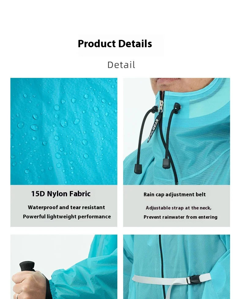 Ultralight Waterproof Zipper Raincoat for Hiking Camping and Travel