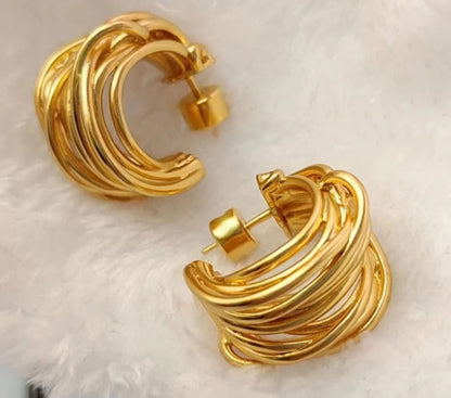 Jewelry Metallic Multi Wire Hoop Earrings For Women Trend New Accessories