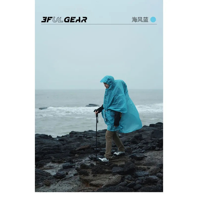 Ultralight Waterproof Nylon Rain Poncho for Hiking Cycling and Camping