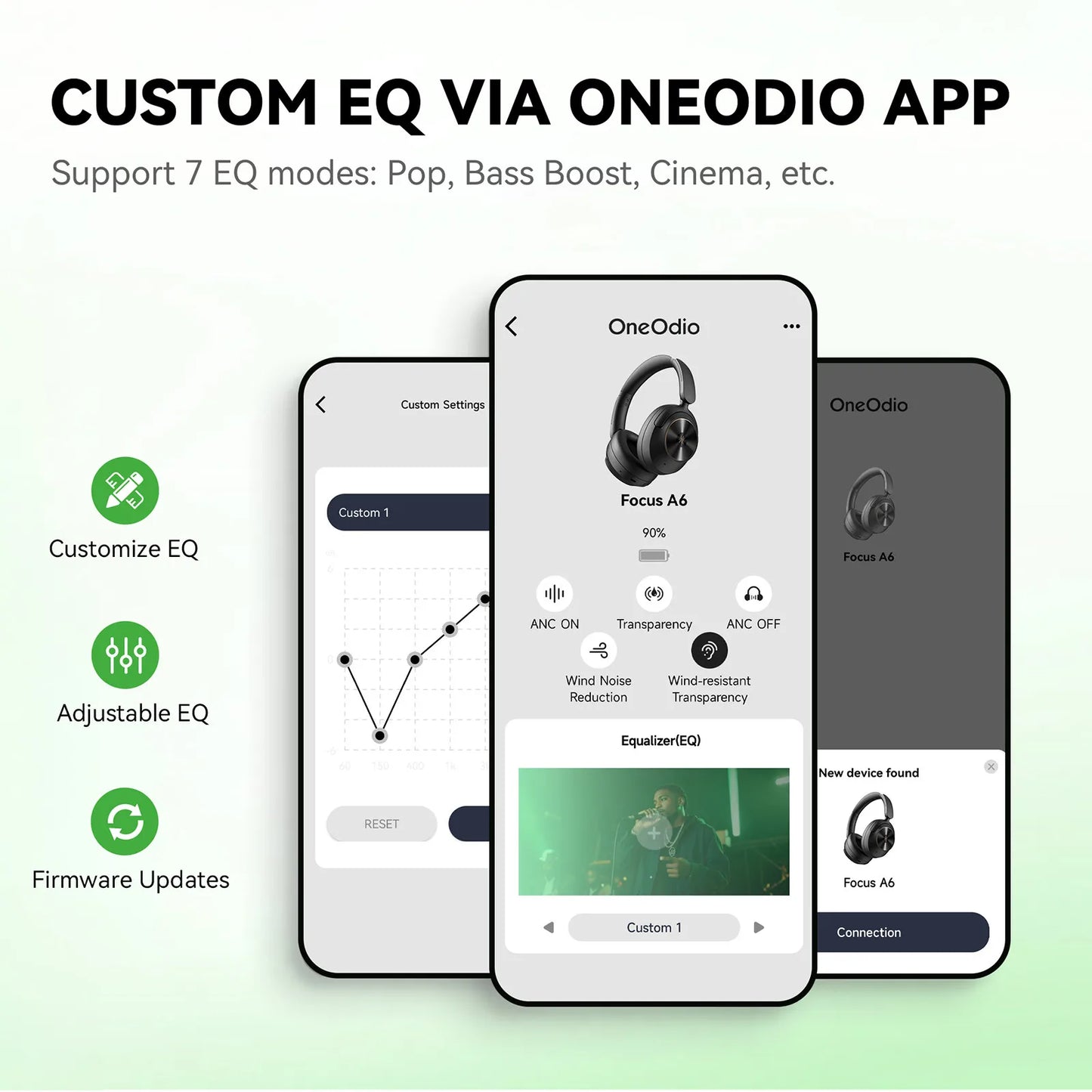 A6 ANC Wireless Bluetooth 6.0 Headphones -48dB Hybrid Active Noise Cancelling Over Ear Headset With Mic Hi-Res LDAC APP