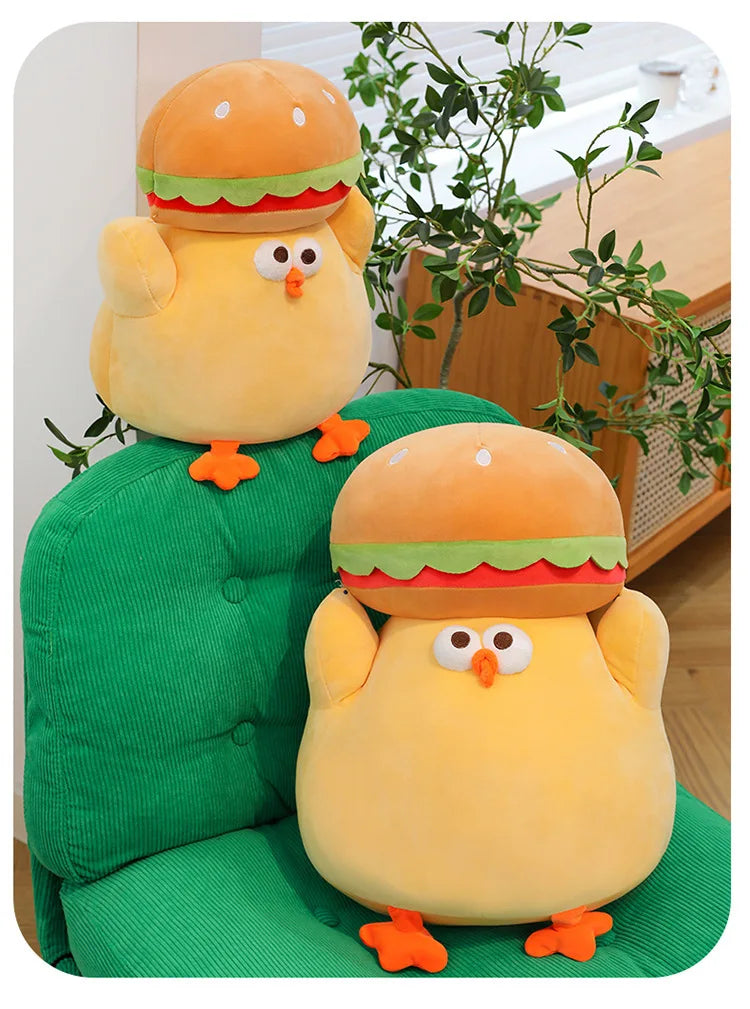Cartoon Burger And Chicken Plush Toy Soft Throw Pillow