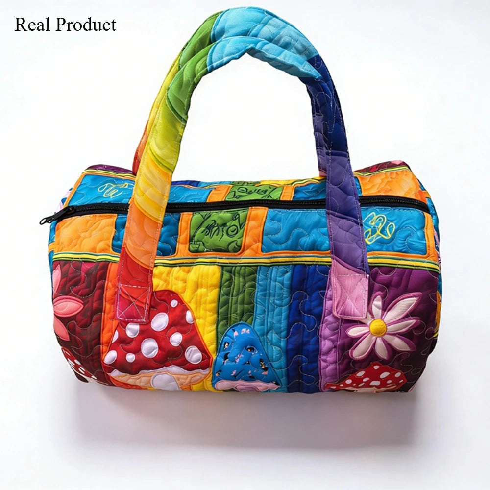 Quilted Duffle Bag Colorful Tree Travel Tote Bags for Men Women Weekender Bag with Colors Leaves Camping Hiking Picnic Festival