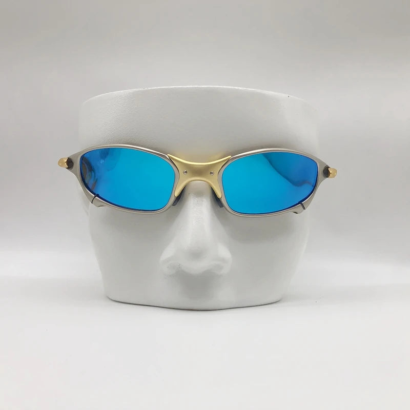 Polarized UV400 MTB Bike Cycling Sunglasses – Silver Metal Frame Riding Fishing Eyewear
