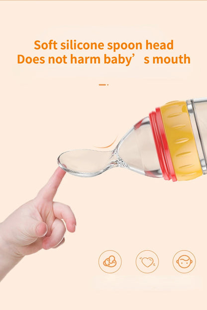 Silicone Squeezing Feeding Bottle Newborn Baby rice cereal Training Rice Spoon Infant Cerea Food Supplement Feeder Portabl 90ml