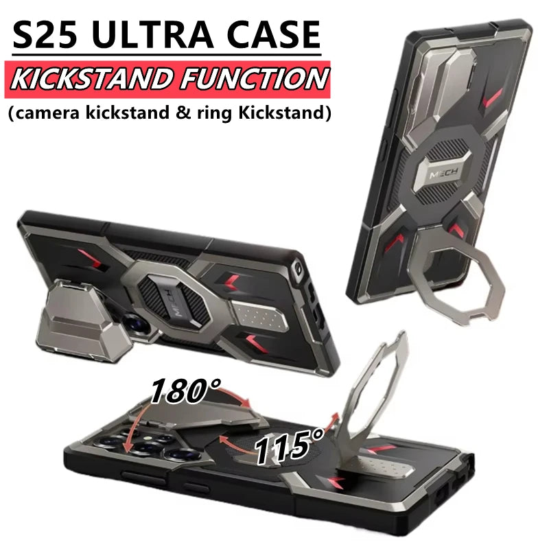 Magnetic MagSafe for Samsung Galaxy S25 Ultra Case with Ring Stand Upgraded Camera Lens Protector Phone Case Screen Protector