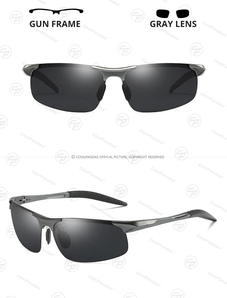 Aluminum Polarized Sunglasses UV400 Anti-Glare Driving Glasses Outdoor Rectangle Shades for Men