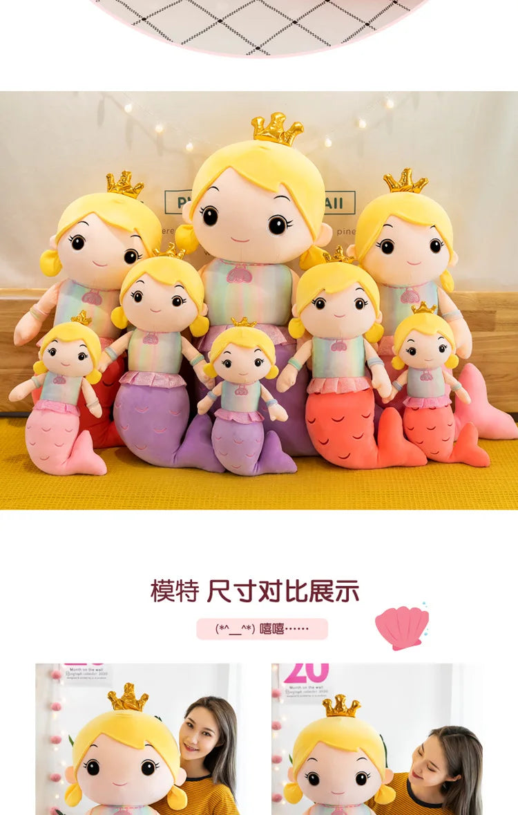 Kawaii Mermaid Plush Pillow Toy Cute Stuffed Doll for Kids Girls Bedroom Decor Perfect Christmas Birthday Gift Soft Cuddly Toy