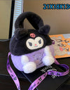 Sanrio Cartoon Plush Shoulder Bags Hello Kitty Kuromi Melody Cute Crossbody Bag Anime Children Handbag