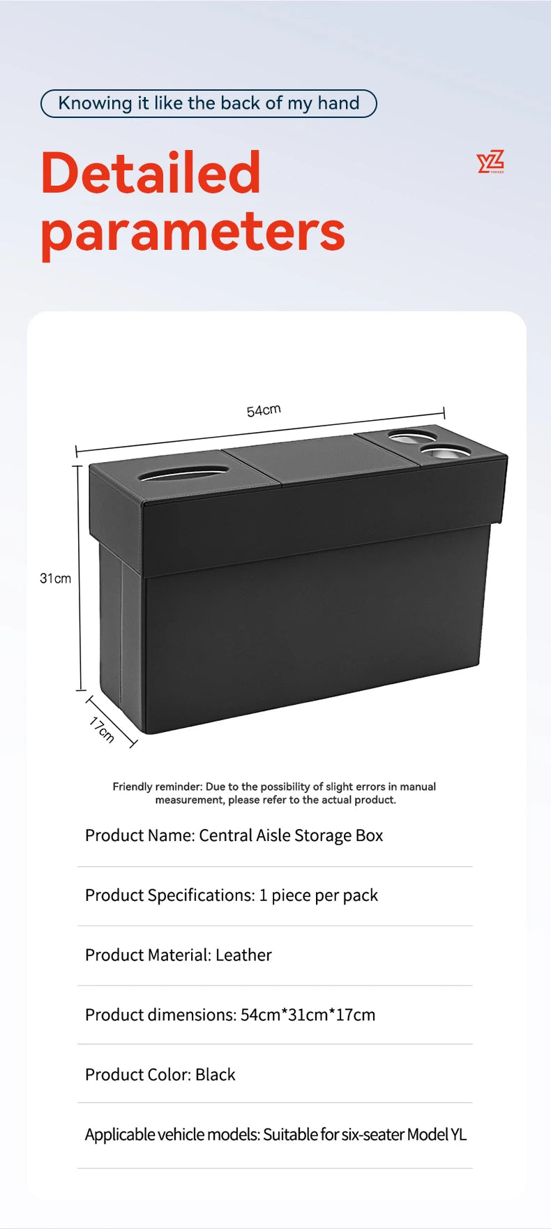 Second Row Aisle Storage Box for Tesla Model YL 6 Seater Multi Purpose Interior Organizer