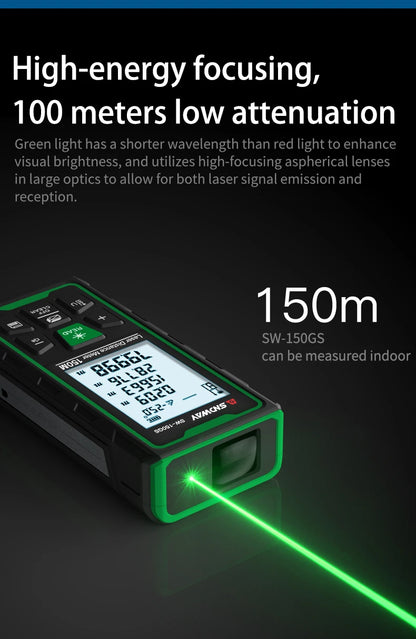 Green Laser Rangefinder 120m 150m Distance Meter Tape Rangefinder Measurement Digital Tape Tool