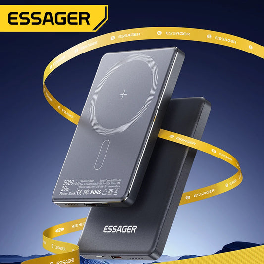 5000mAh Magnetic Power Bank 20W PD Wireless Fast Charging Slim Portable Charger for iPhone MagSafe