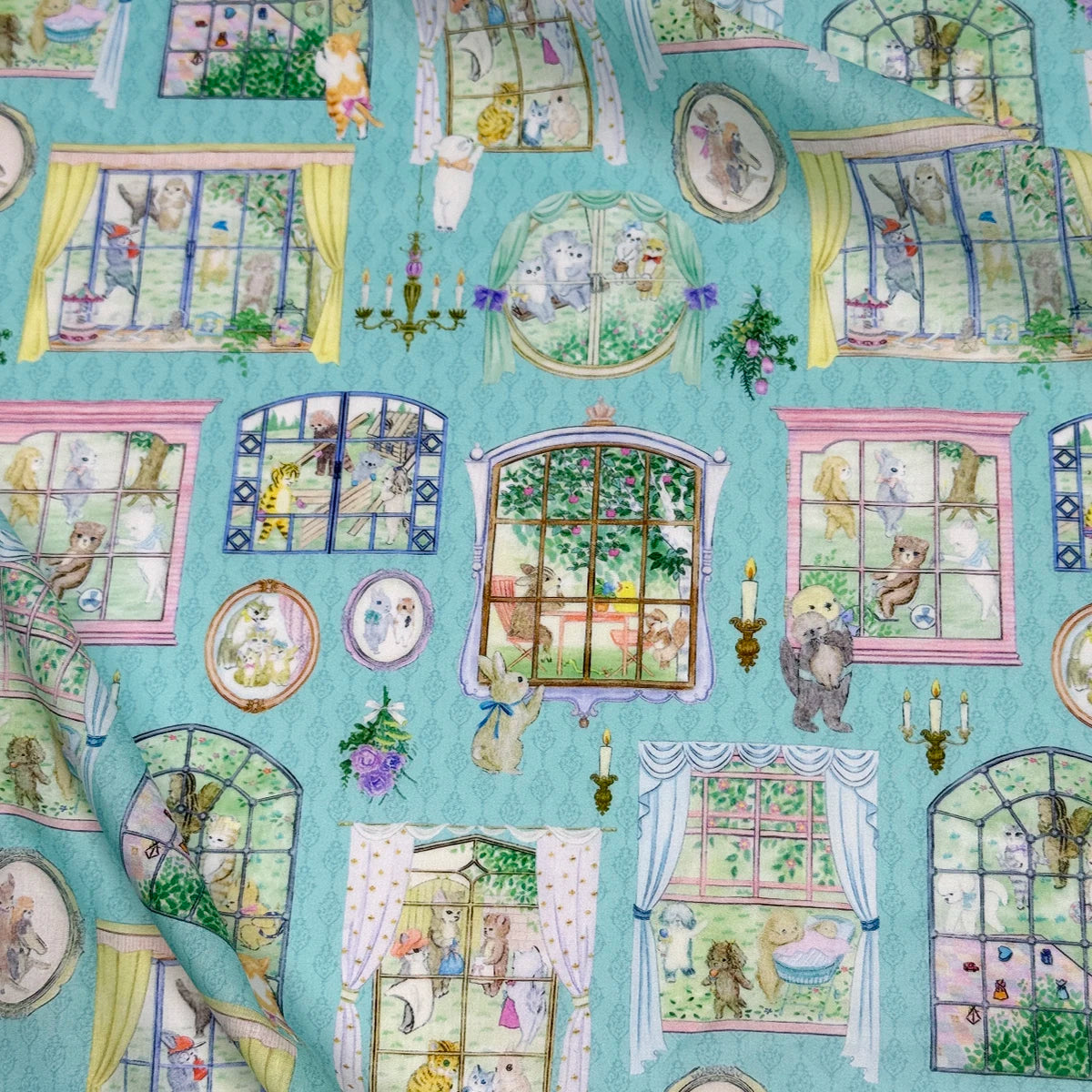 100% cotton Hokkoh-Movie studio Blue tana lawn fabric 80s Poplin printing Sewing fabric Making Dress Clothing Handmade DIY Cloth