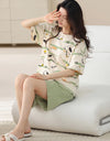 2-Pcs Women’s Cotton Pajama Set – Breathable Short Sleeve Summer Sleepwear with Cute Prints