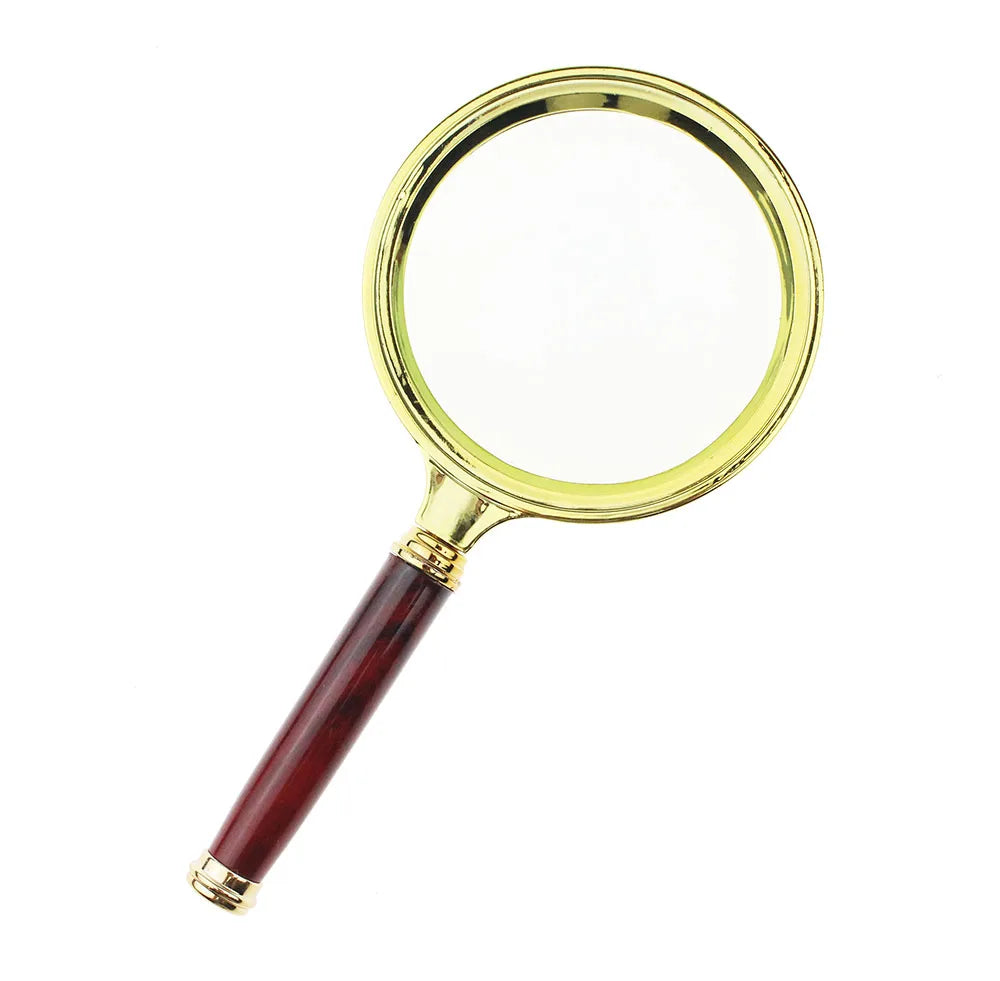 5X 10X Antique Handheld Magnifying Glass Mahogany Handle