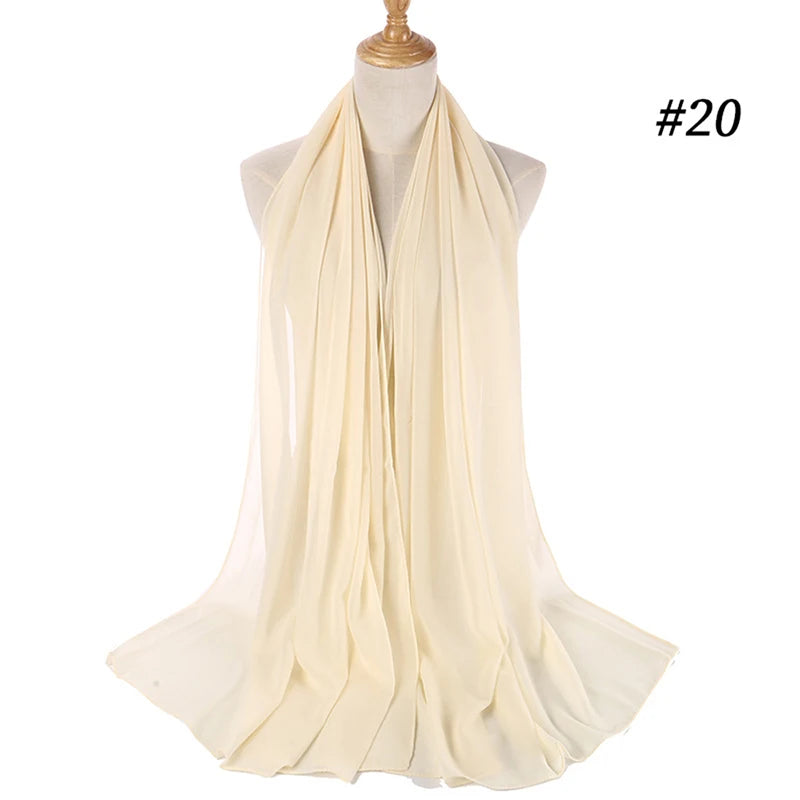 Muslim Chiffon Hijab Women Bubble Chiffon Scarf For Women Ladies Veil Muslim Islam Solid Color Malaysia Wrap Scarves