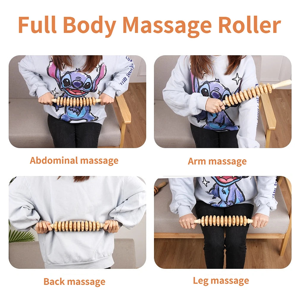 Curved Wood Roller for Stomach Cellulite,Wooden Therapy Massage Tool for Body Shaping,Wood Massager Stick for Lymphatic Drainage