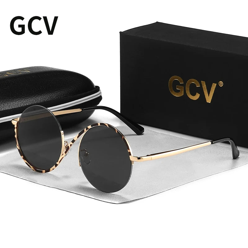 Round Frame Punk Style Women Sunglasses UV400 Anti-Reflective Fashion Eyewear Alloy Frame