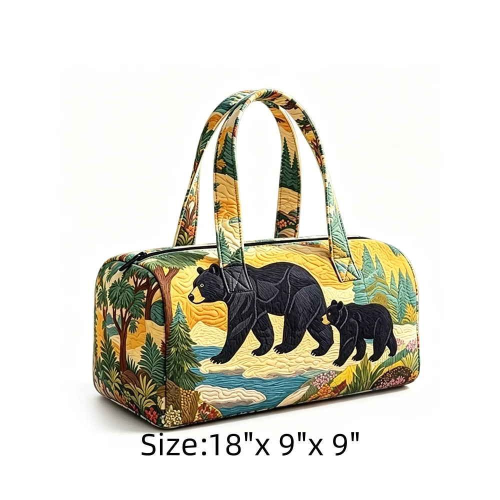 Vintage Animal Print Quilted Duffel Bag Overnight Travel Bag Lightweight Handheld Luggage for Vacation Gym Weekend Getaway