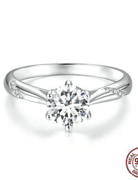 D Color VVS1 EX Moissanite Wedding Ring 1ct Round Diamond Cut Solitaire 925 Sterling Silver Promise Rings