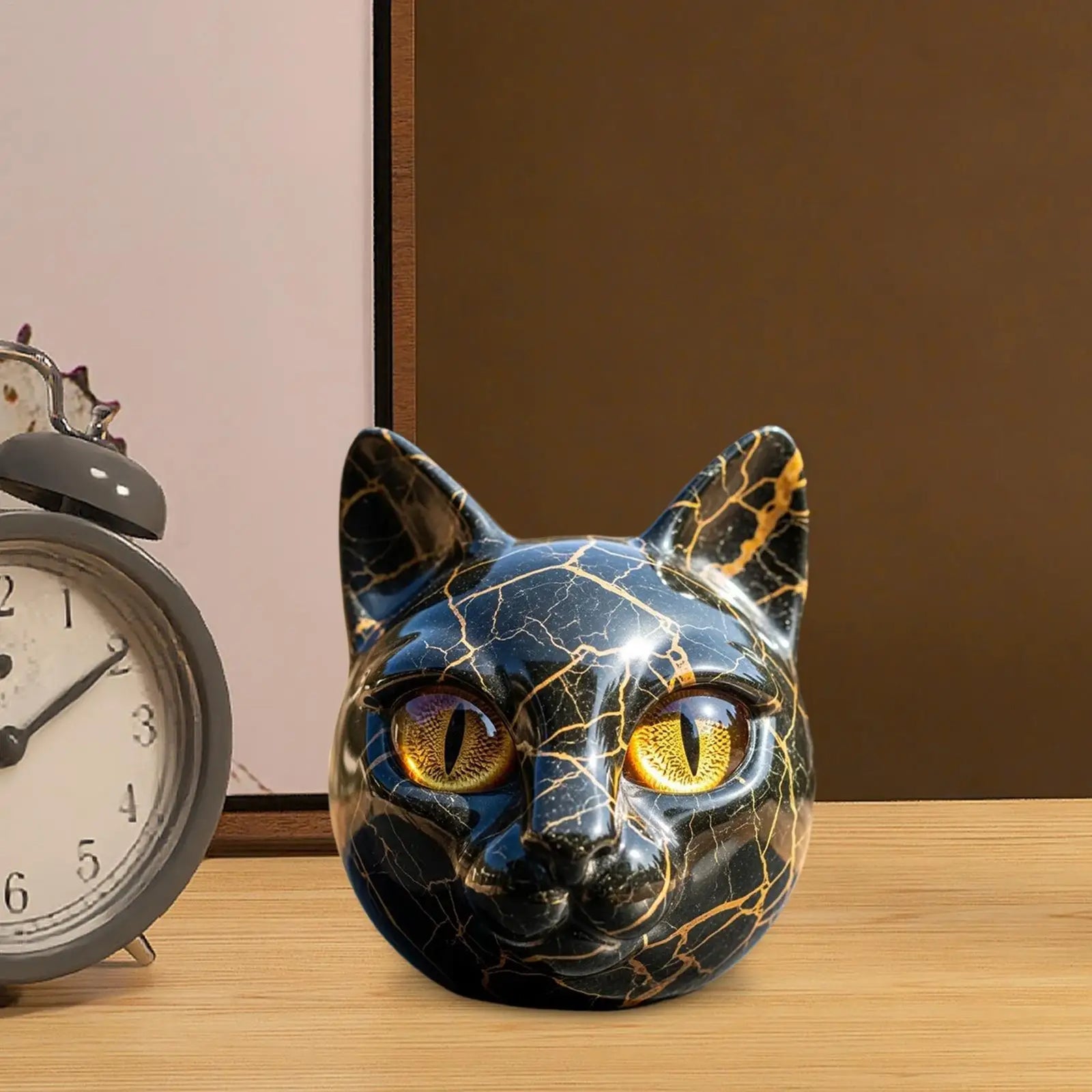 Cat Sculpture Elegant Black Cat Figurines Art Sculpture Resin Desk Decor Art Piece For Men Women Animal Lovers Housewarming