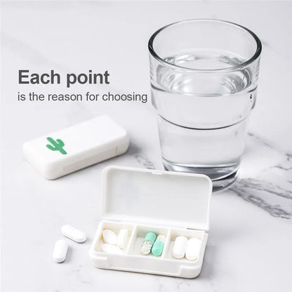 Pill Box Mini Pill Case 3 Grids Tablet Pill Organizer Case Dispenser Travel Tablet Holder Container Medicine Drug Storage Box