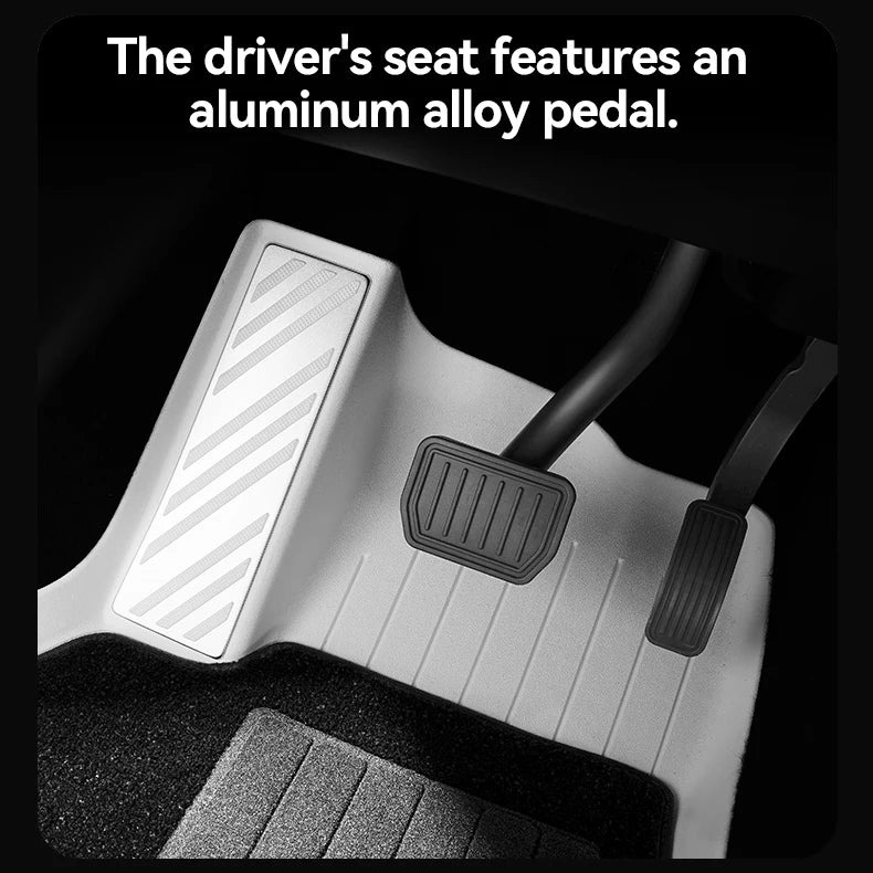 TPE Floor Mats Set with Metal Pedals for Tesla Model Y Juniper Integrated Trunk Liner All Weather Protection