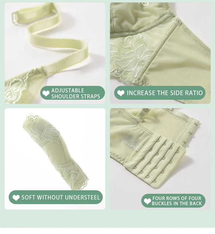 Women’s Lace Transparent Rabbit Ears Push-Up Bra – Soft, Thin, Wire-Free Bralette