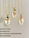 12 Birth Month Flower Birthstone Necklace for Women Charm White Shell Pendant Necklaces