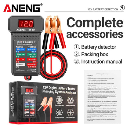 Multifunctional Battery Testers 12V Auto Repair Industry Detection with LED Reverse Display Screen Electrician Tool