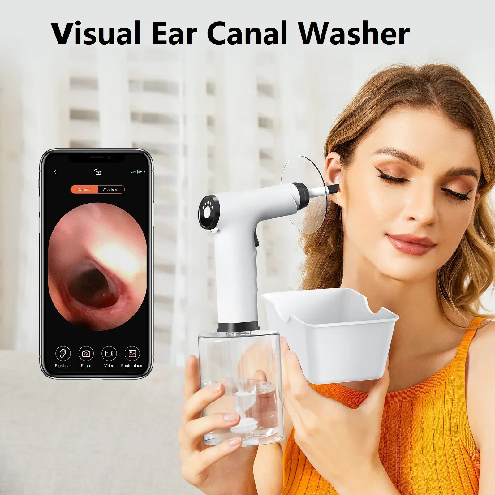 500ML Electric Visual Ear Canal Washer Tool 4 Speed Pressure Mode Earwax Removal Irrigation Kits Ear Cleaner